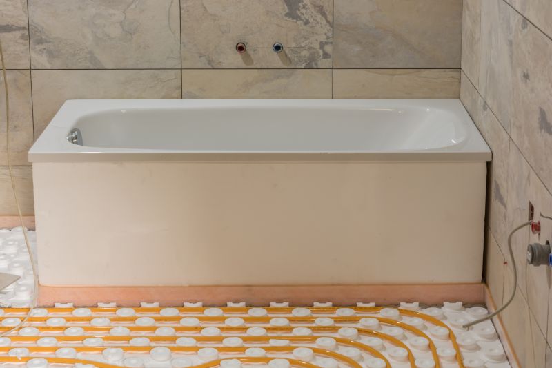 Heated flooring in a contemporary bathroom